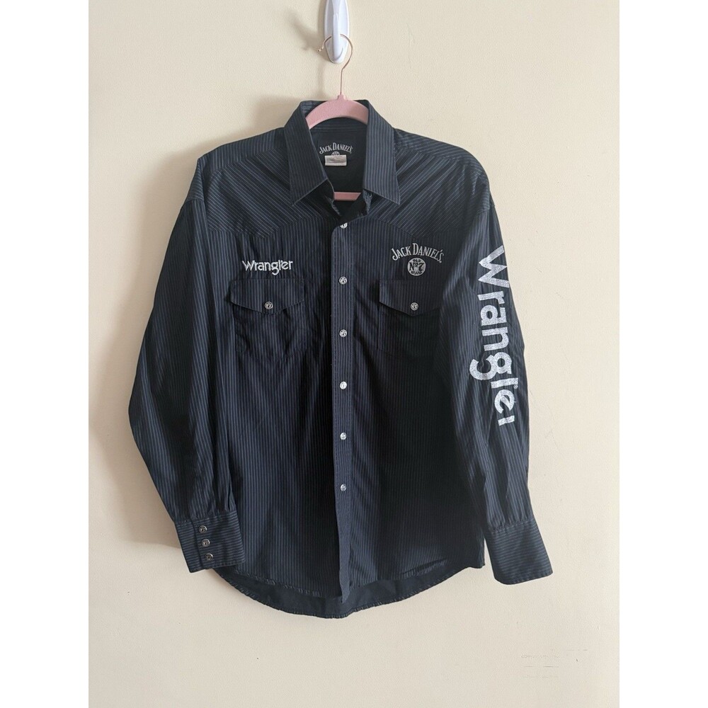 Vtg Wrangler Jack Daniels Old No 7 Shirt M Whiskey Cowboy Rodeo Grunge Biker 90s